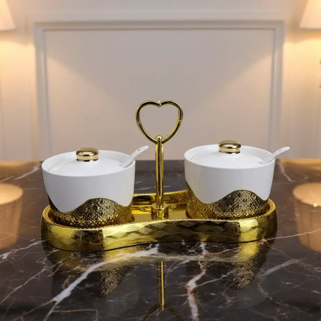 Ceramic Sugar Dishes with Gold Stand Sugar dish Sugar Bowls & Creamers