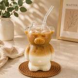 Bear Glass Cup & Straw Set(2 pcs) Tumblers