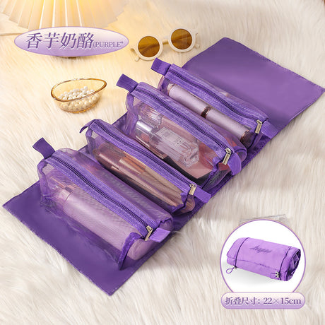 4-in-1 Cosmetic Bag Set with Zipper Closure – Detachable Nylon Mesh Makeup Organizer