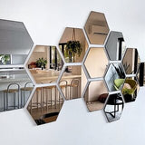 Hexagon Wall Mirror Decor Set of 3pcs for Living Room and Corridors