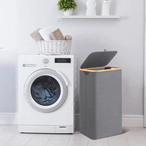 Foldable Bamboo Laundry Basket with Lid 100L Laundry Baskets