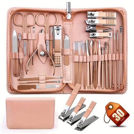 30pcs Multicoloured Nail Clipper Set with Leather Case – Complete Grooming Kit- Furaha Finds Kenya