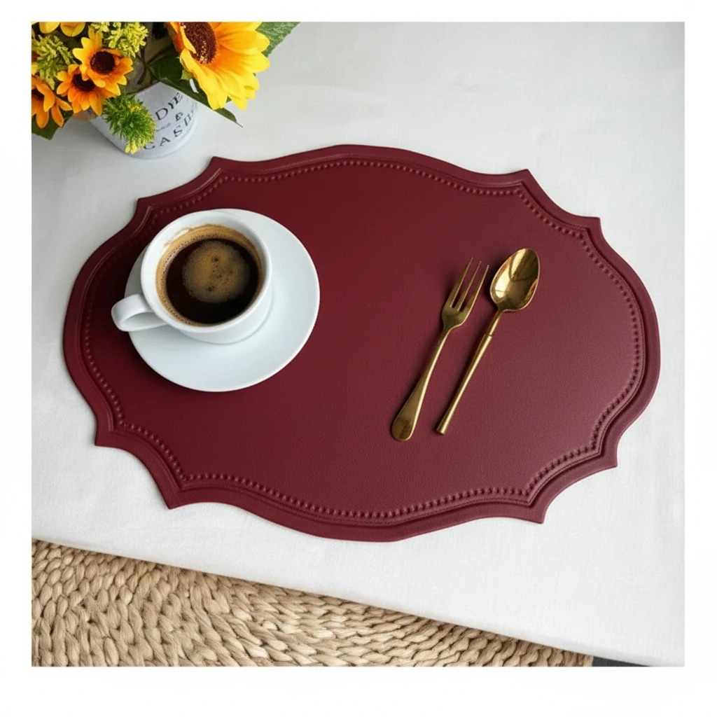 Nordic Leather Anti-Slip Table Mats – Heat Resistant PVC Placemats Set of 6 Tablemats Placemats