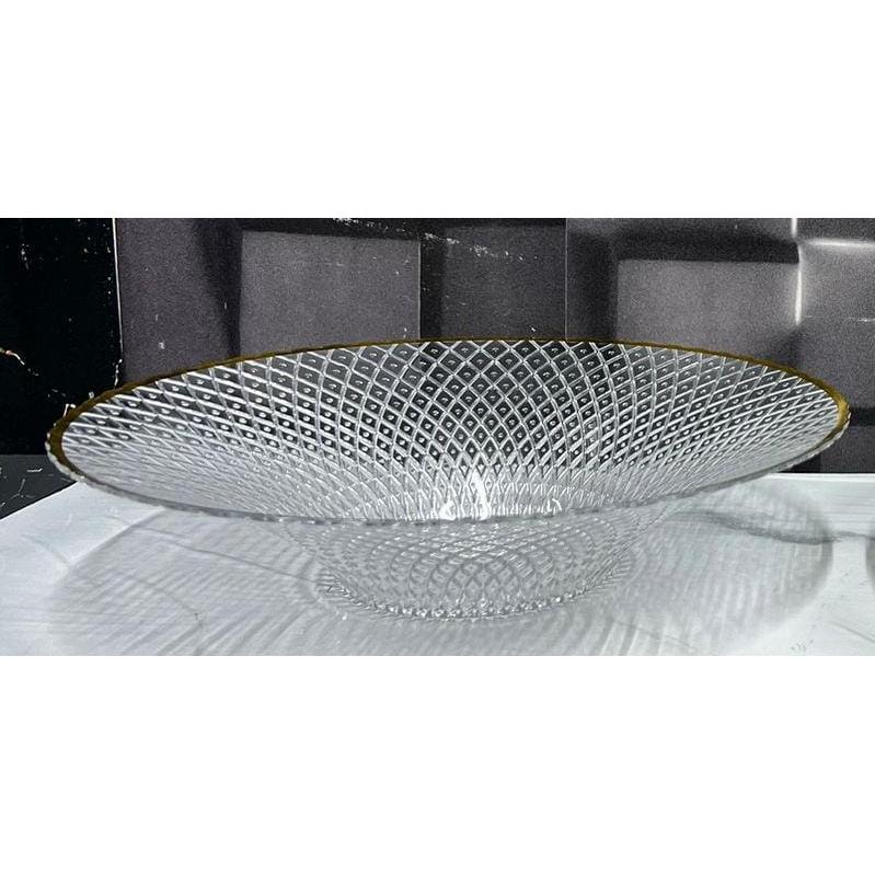 32cm x 8cm Durable Acrylic Nordic Fruit Tray with an Elegant Gold Rim | Portable & Lightweight Serving Tray | Green, Clear- Furaha Finds Kenya