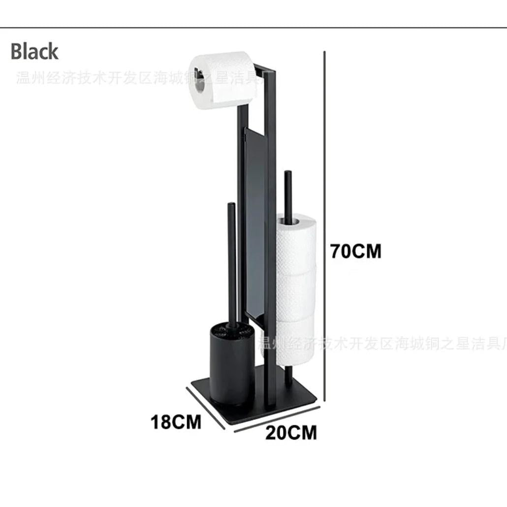 Free Standing 304 Stainless Steel Tissue Holder & Toilet Brush Set Elegant & Fashionable Metal Tissue Holder Silver & Black