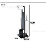 Free Standing 304 Stainless Steel Tissue Holder & Toilet Brush Set Elegant & Fashionable Metal Tissue Holder Silver & Black