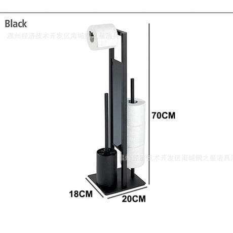 Free Standing 304 Stainless Steel Tissue Holder & Toilet Brush Set Elegant & Fashionable Metal Tissue Holder Silver & Black