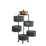 5-Tier Round Rotating Fruit and Vegetable Rack with Wheels