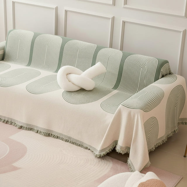 Chenille Jacquard Sofa Cover with Tassel Slipcovers