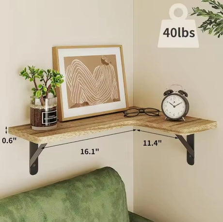 5 in 1 Rustic Wood Floating Shelves Wall Mounted Storage Set