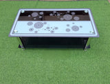 Modern Black Floral Glass Coffee Table with Chrome Legs
