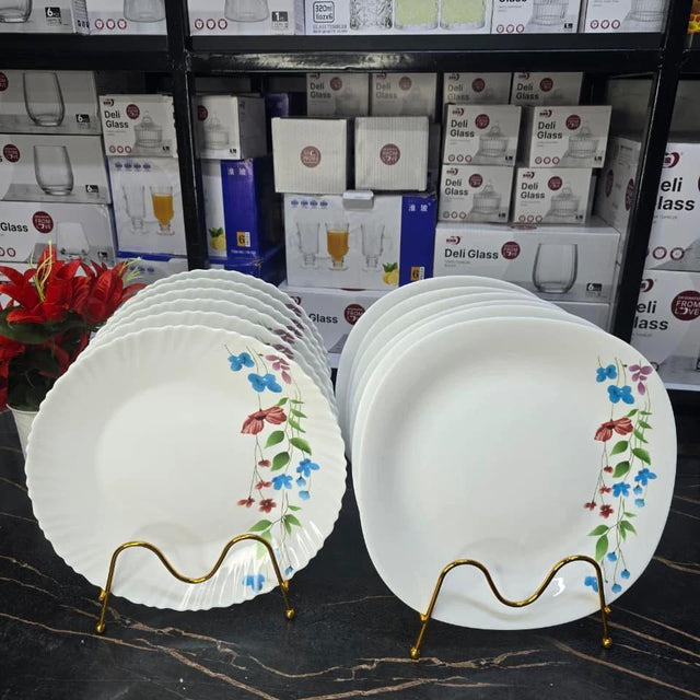 12pcs Plate Set – Classic 10.5 Inch and 11 Inch Ceramic Dinner Plates Plates