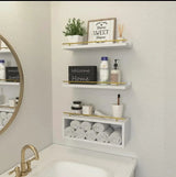Three Tier Solid Pine Wood Floating Shelves Home & Garden Floating Wall Shelves & Ledges