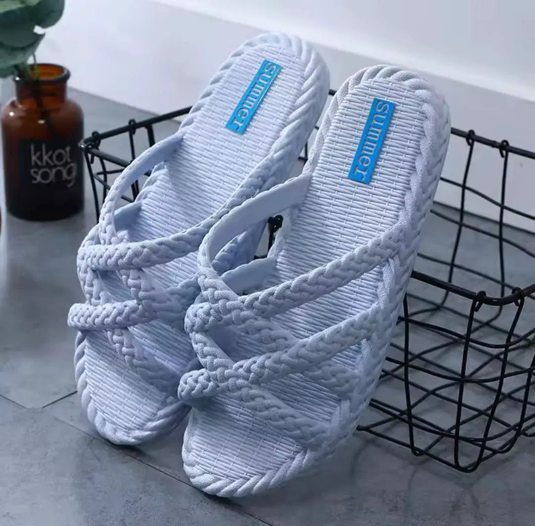 Women's Braided Strap Indoor Outdoor Slides Sandals Sandals