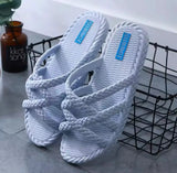 Women's Braided Strap Indoor Outdoor Slides Sandals Sandals