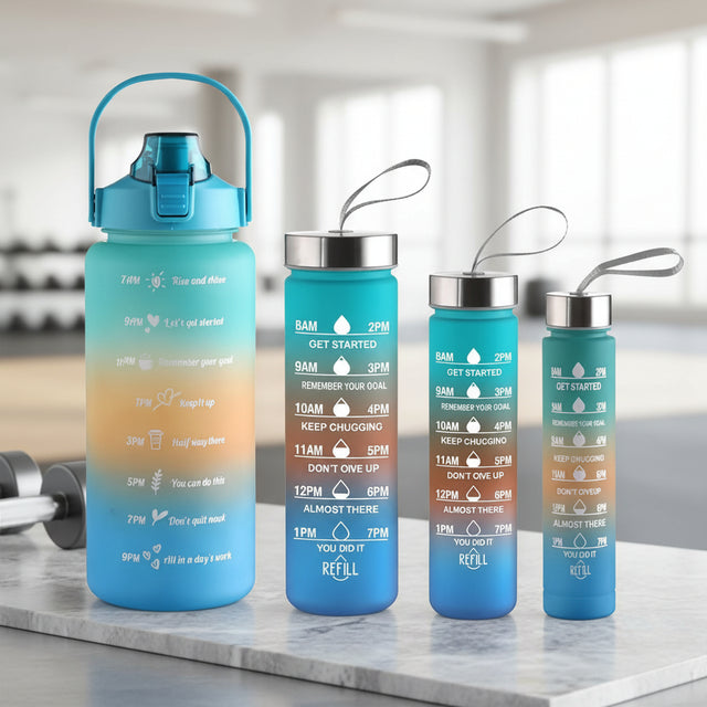 4-in-1 Motivational Water Bottle Set Water bottle set Water Bottles
