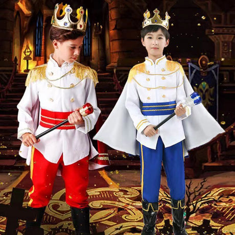 Professional Children’s King Cosplay Costume with Cloak, Crown, and Accessories