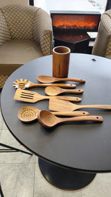 7pcs Wooden Cooking Cutlery Set – Durable and Easy-to-Clean Kitchen Utensils Kitchen Utensil Sets