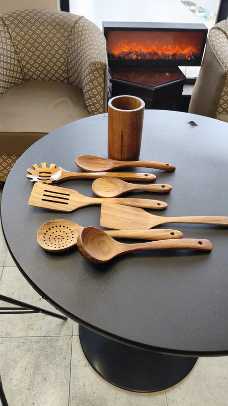 7pcs Wooden Cooking Cutlery Set – Durable and Easy-to-Clean Kitchen Utensils Kitchen Utensil Sets