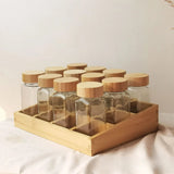 12pcs Glass Spice Jars with Rack – Kitchen Storage Organizer