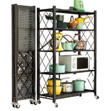 5-Tier Foldable Multipurpose Metal Rack with Shelves and Wheels