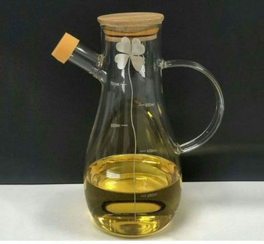 High Borosilicate Oil Jar with Decorative Flower and Airtight Lid – 550ml Capacity- Furaha Finds Kenya
