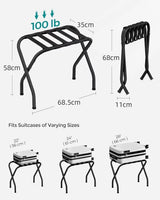 Foldable Metal Luggage Rack Suitcase Stand Heavy Duty 68.5×35×58cm Luggage rack Luggage Racks & Stands