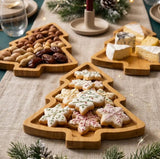 3-Piece Bamboo Christmas Tree Trays Serving Trays