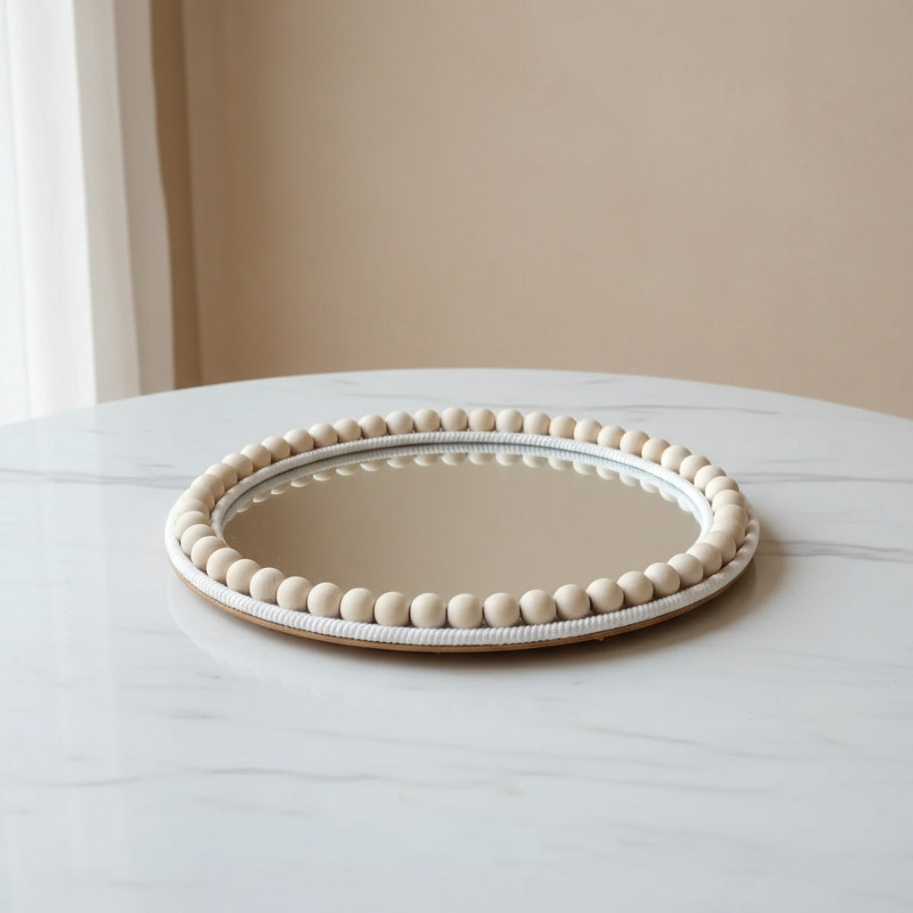 Boho Beaded Round Mirror & Tray Mirror Mirrors