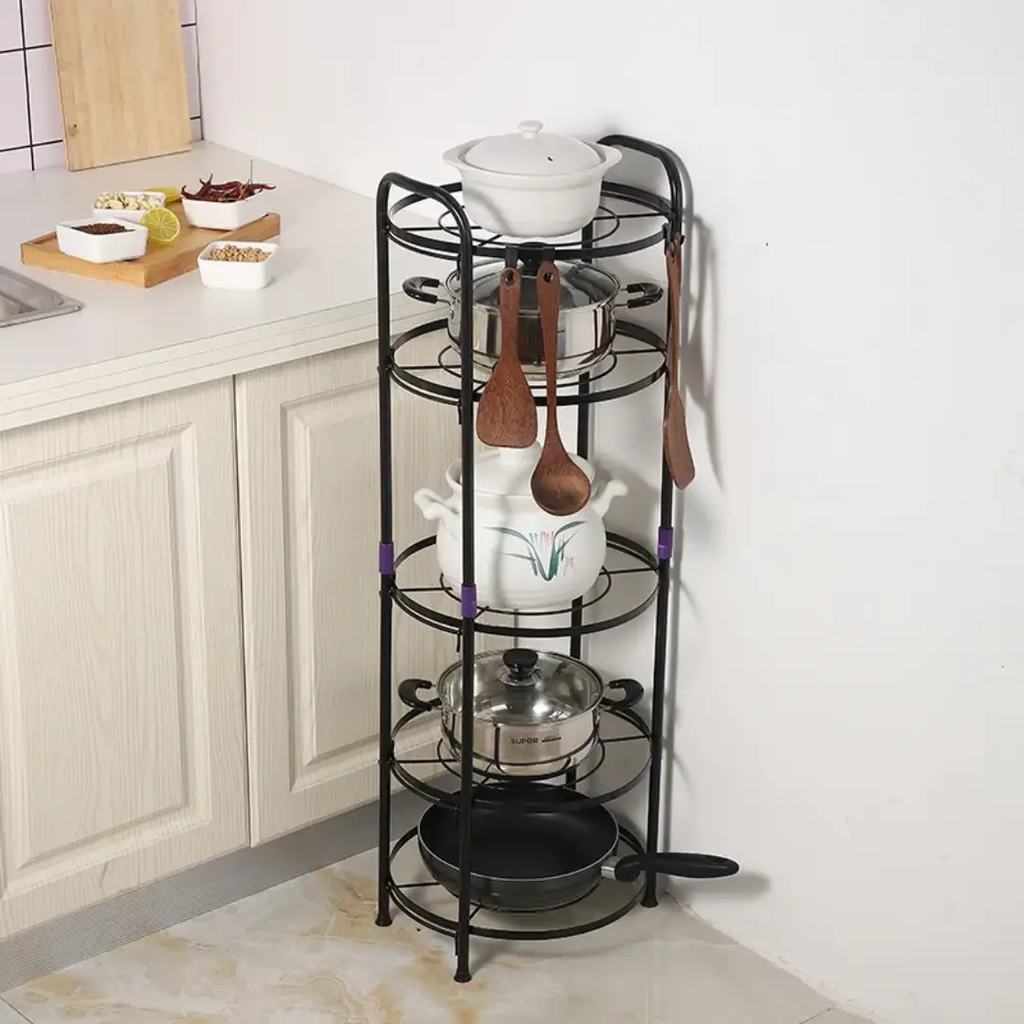 Pot Rack Holder 5 Tier Vertical Storage For Home Cooks Black Pot Racks