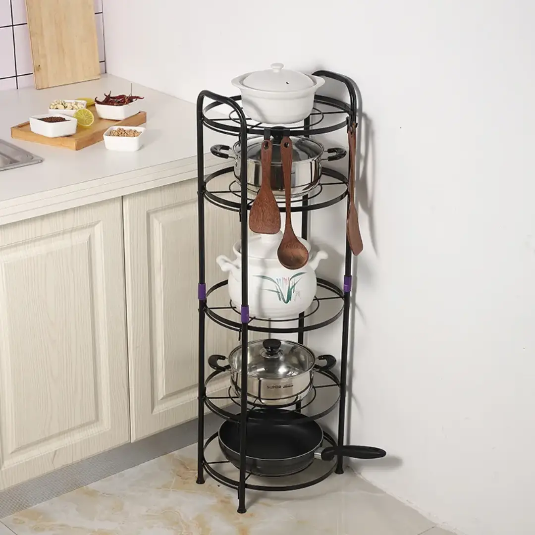 Pot Rack Holder 5 Tier Vertical Storage For Home Cooks Black Pot Racks