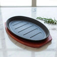 Cast Iron Sizzling Plate 25x16 Cm Durable For Home Cooks Kitchenware Serving Platters