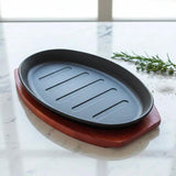 Cast Iron Sizzling Plate 25x16 Cm Durable For Home Cooks Kitchenware Serving Platters