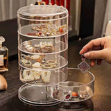 5-Layer Rotatable Jewelry Storage Box with Transparent Cylinder Design for Earrings and Accessories