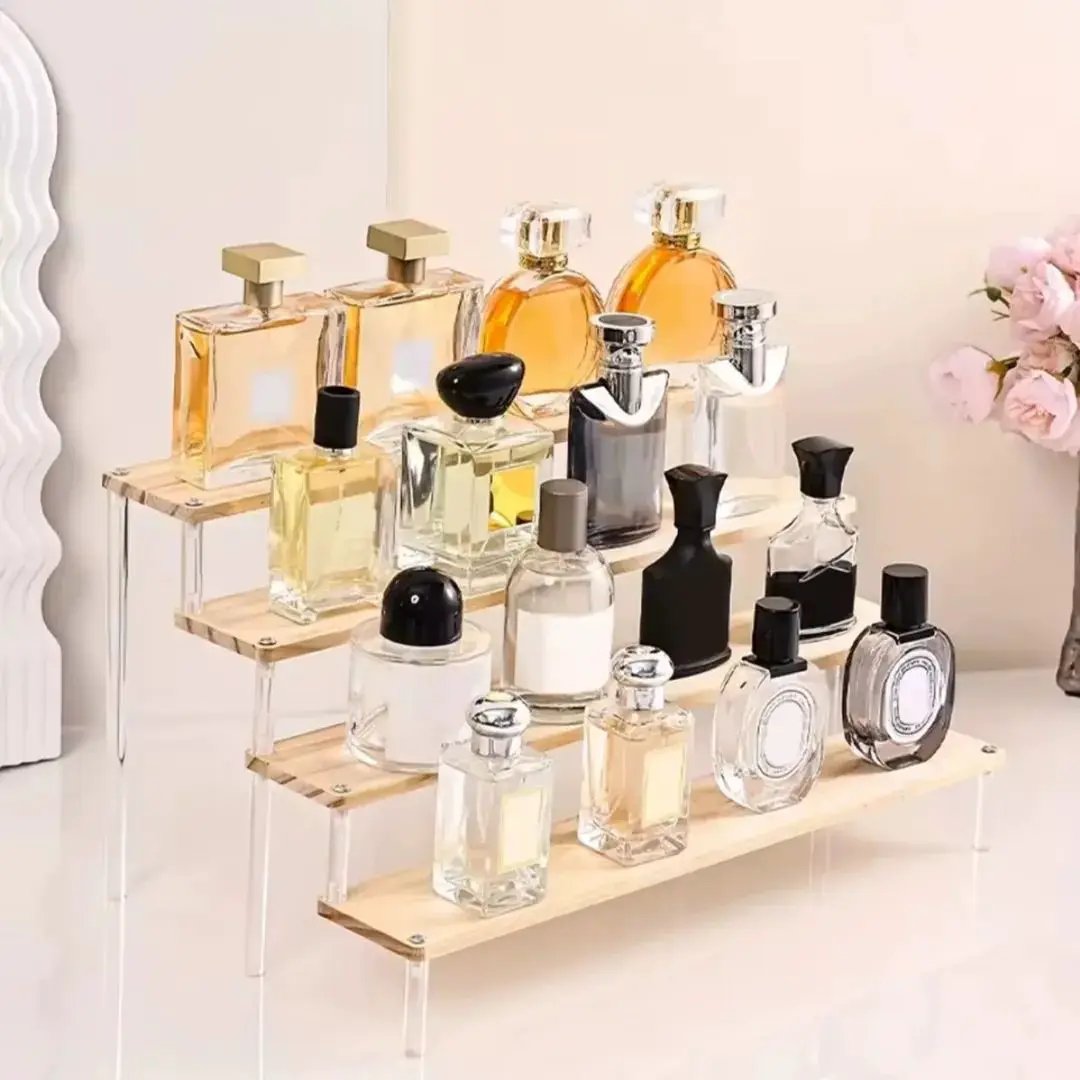 4-Tier Wooden & Acrylic Display Stand Acrylic stand Drawer Organizers