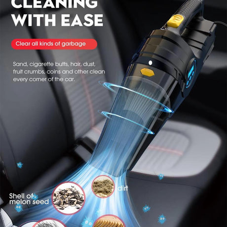Portable 2-in-1 Car Tyre Inflator & Vacuum Cleaner – 12V Wired Air Compressor with 150PSI Pressure Car vacuum