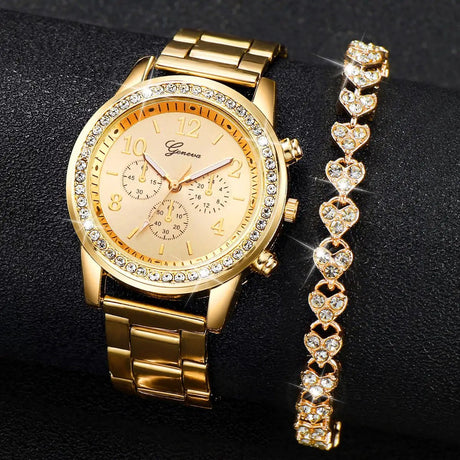 2 PC Geneva Ladies Watch Set Jewelry Sets