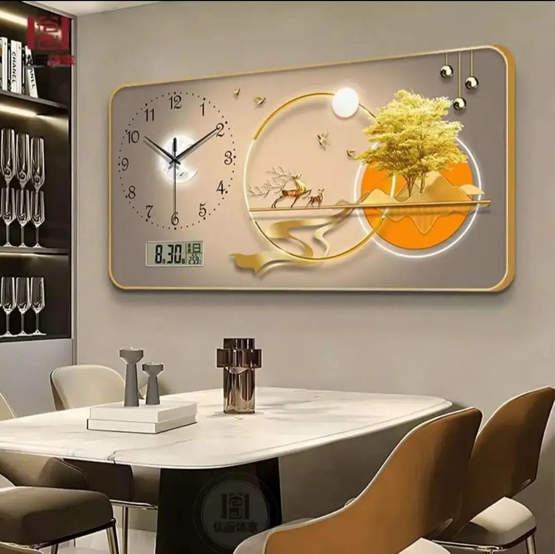 Nordic Landscape Wall Clock with Calendar Wall clock Wall Clocks