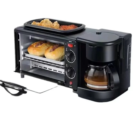 Nunix BE-12 3-in-1 Breakfast Maker 12L Oven, Coffee Maker & Nonstick Frying Pan Combo