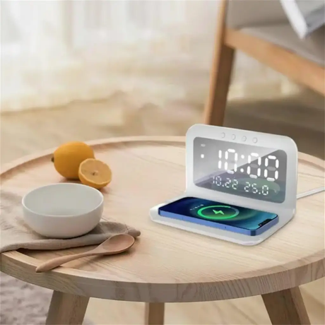Nightstand LED Clock With Thermometer And Wireless Charger Home Appliances Wireless Chargers
