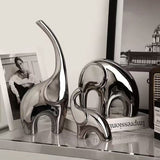 Luxury 3pcs Silver Elephant Home Décor Set – Elegant Ceramic Figurines