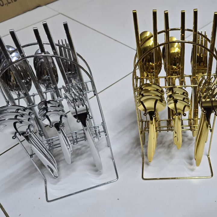 24 Piece Cutlery Set with Stand- Furaha Finds Kenya