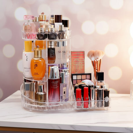 Diamond Pattern Rotating Acrylic Cosmetics Storage Box Clothing & Closet Storage