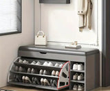 Entryways Shoe Cabinet 3 Layer Storage With Cushioned Seat Entryway Storage Shoe Racks