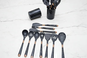 11pcs Kitchen Silicone Spoon Set with Wooden Handles Kitchen accessories Kitchen Utensil Sets