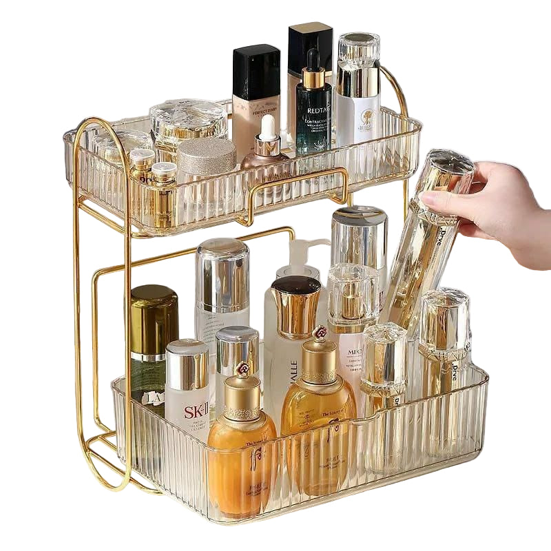 Acrylic Double Layer Cosmetic Organizer – Large Capacity