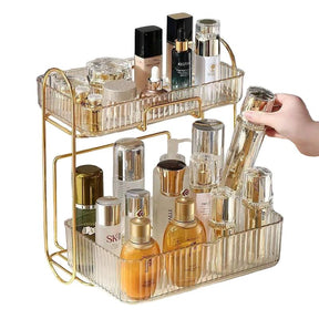 Acrylic Double Layer Cosmetic Organizer – Large Capacity Household Storage Caddies