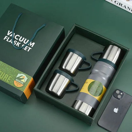 4-in-1 Premium Vacuum Flask Gift Set with Extra Cups – 680ml Capacity- Furaha Finds Kenya