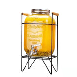 Glass Juice Dispenser In Metallic Stand 5L 8L For Parties Beverage Dispensers