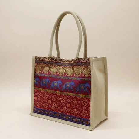 Geometric Tote Bag Eco Jute Canvas For Shoppers Smart Casual Bags & Accessories Tote Bags